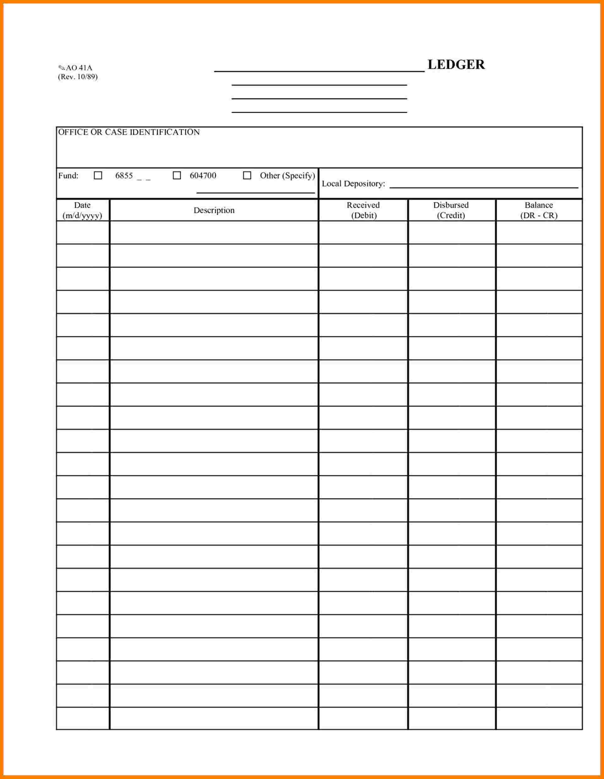 Free Printable Bookkeeping Sheets General Ledger Free Office Form 