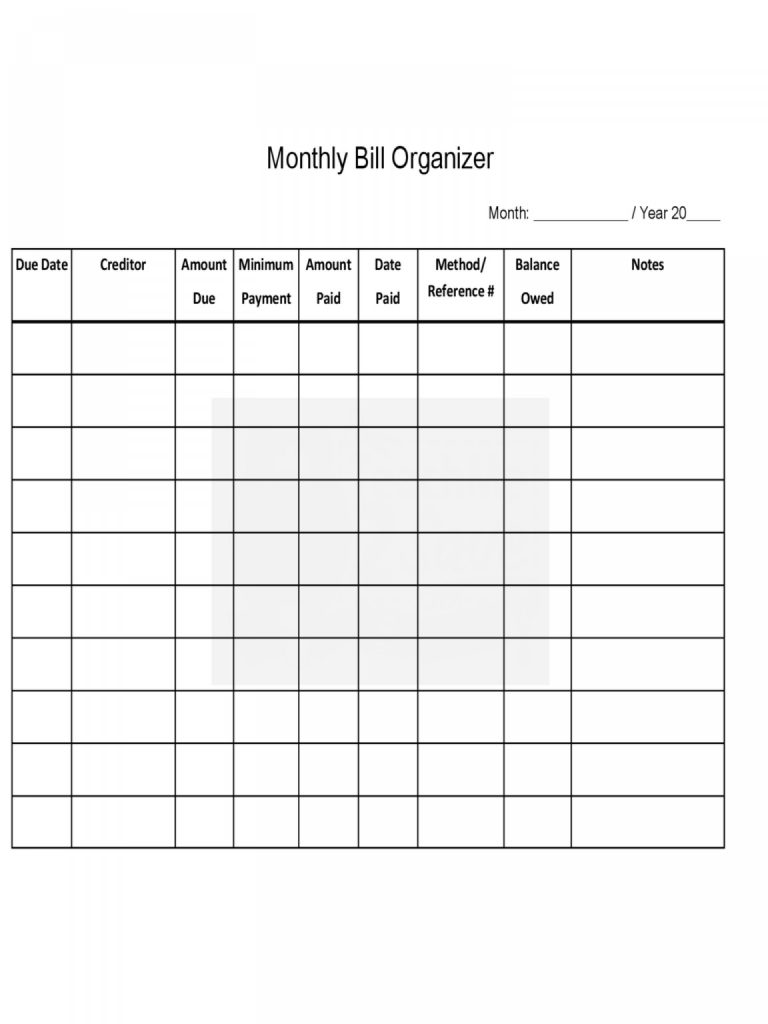 012 Template Ideas Monthly Bill Organizer Excel 20Home Budget Free
