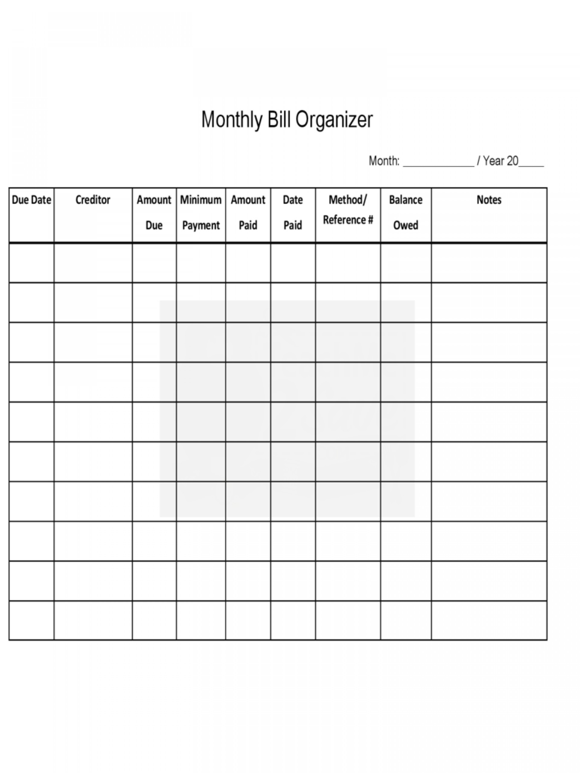 Free Printable Budget Worksheet Monthly Bill Payment Checklist Free 