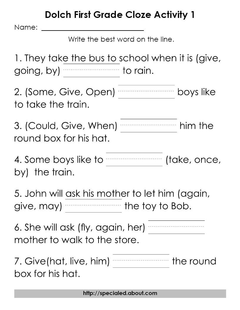 12 Worksheets For Dolch High-Frequency Words | Dibels | Reading | Free Printable English Worksheets For 1St Grade
