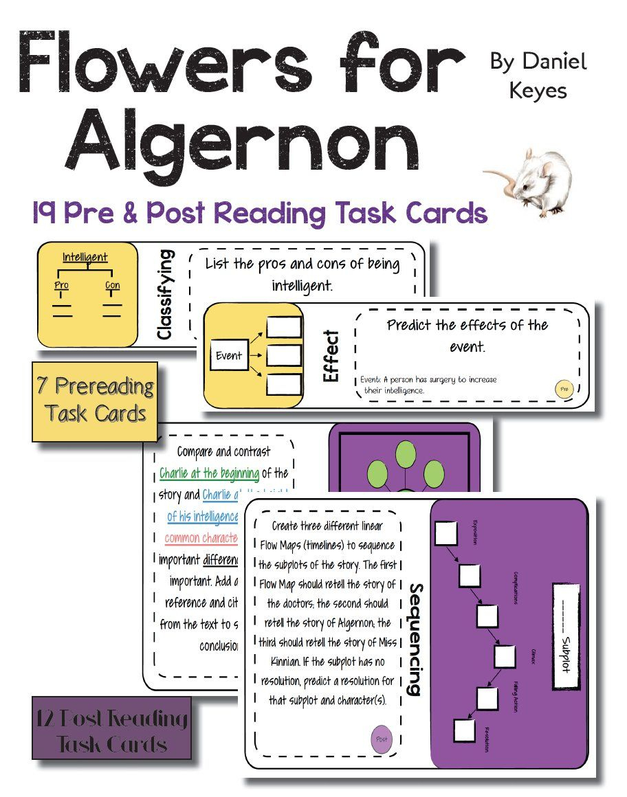 19 Task Cards. Use The Intriguing Short Story, “Flowers For Algernon | Flowers For Algernon Printable Worksheets