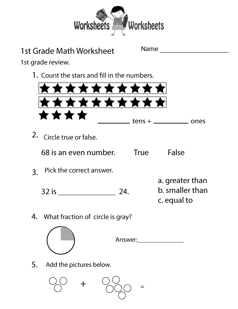 1St Grade Math Review Worksheet Printable | Elementary Math | Math Worksheets For Teachers Printable
