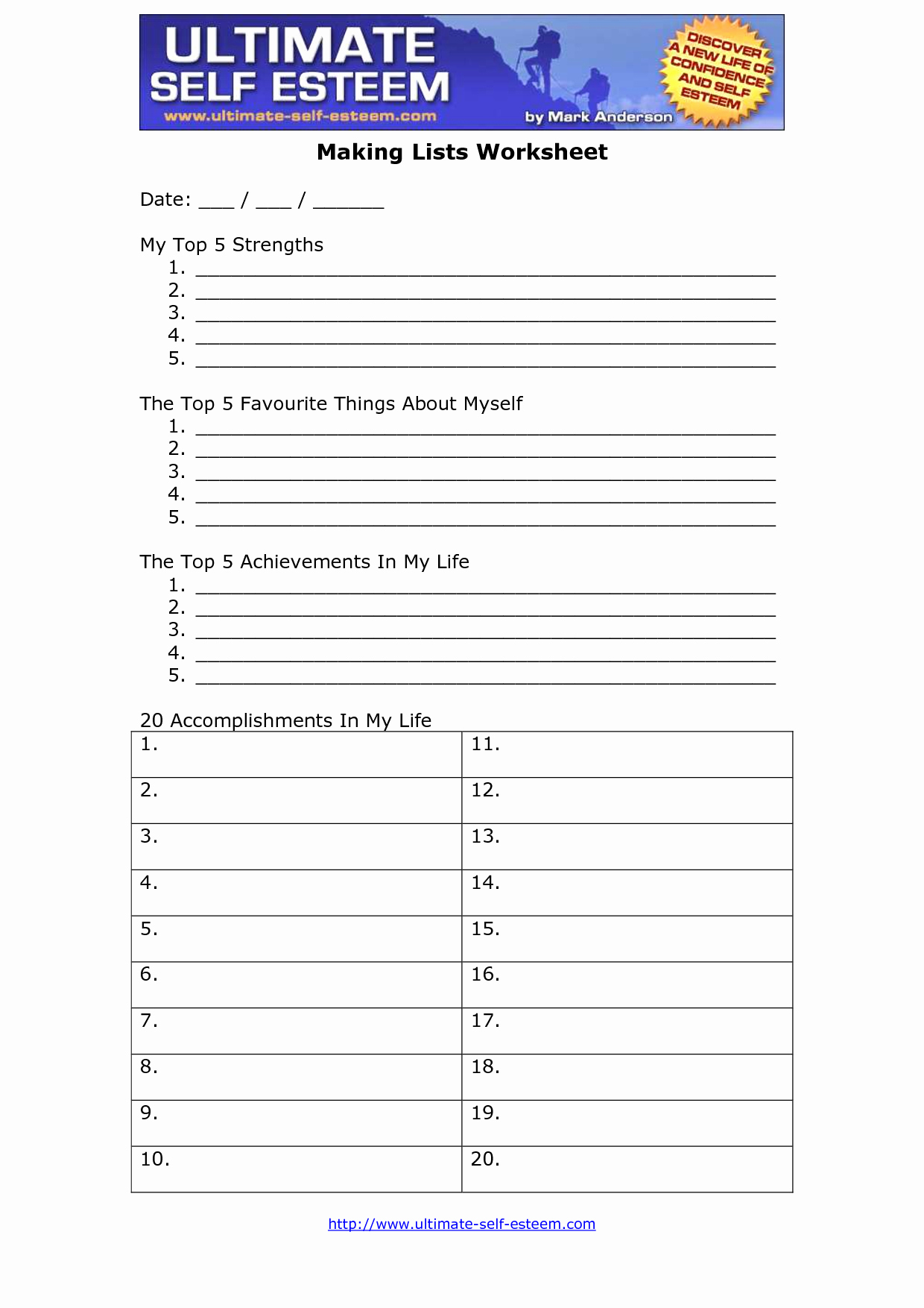 18 Self-Esteem Worksheets And Activities For Teens And Adults (+Pdfs