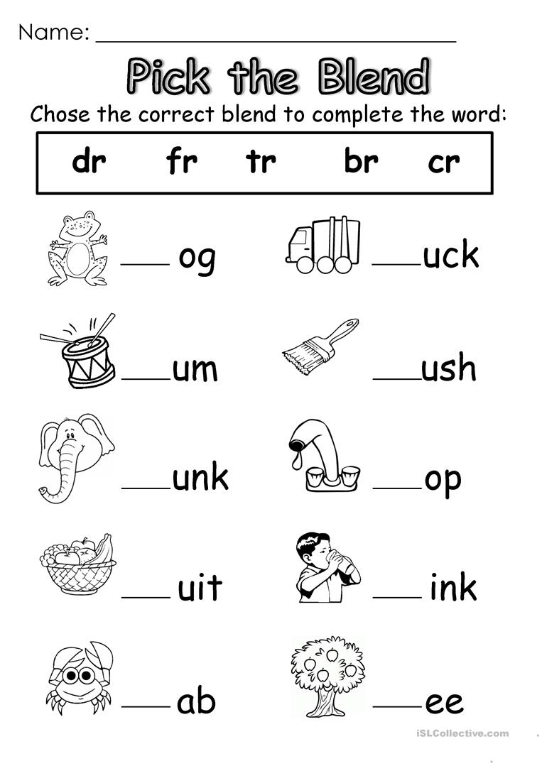 R Blends Worksheet