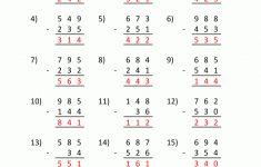 3 Digit Subtraction Worksheets | Printable Subtraction Worksheets With Borrowing