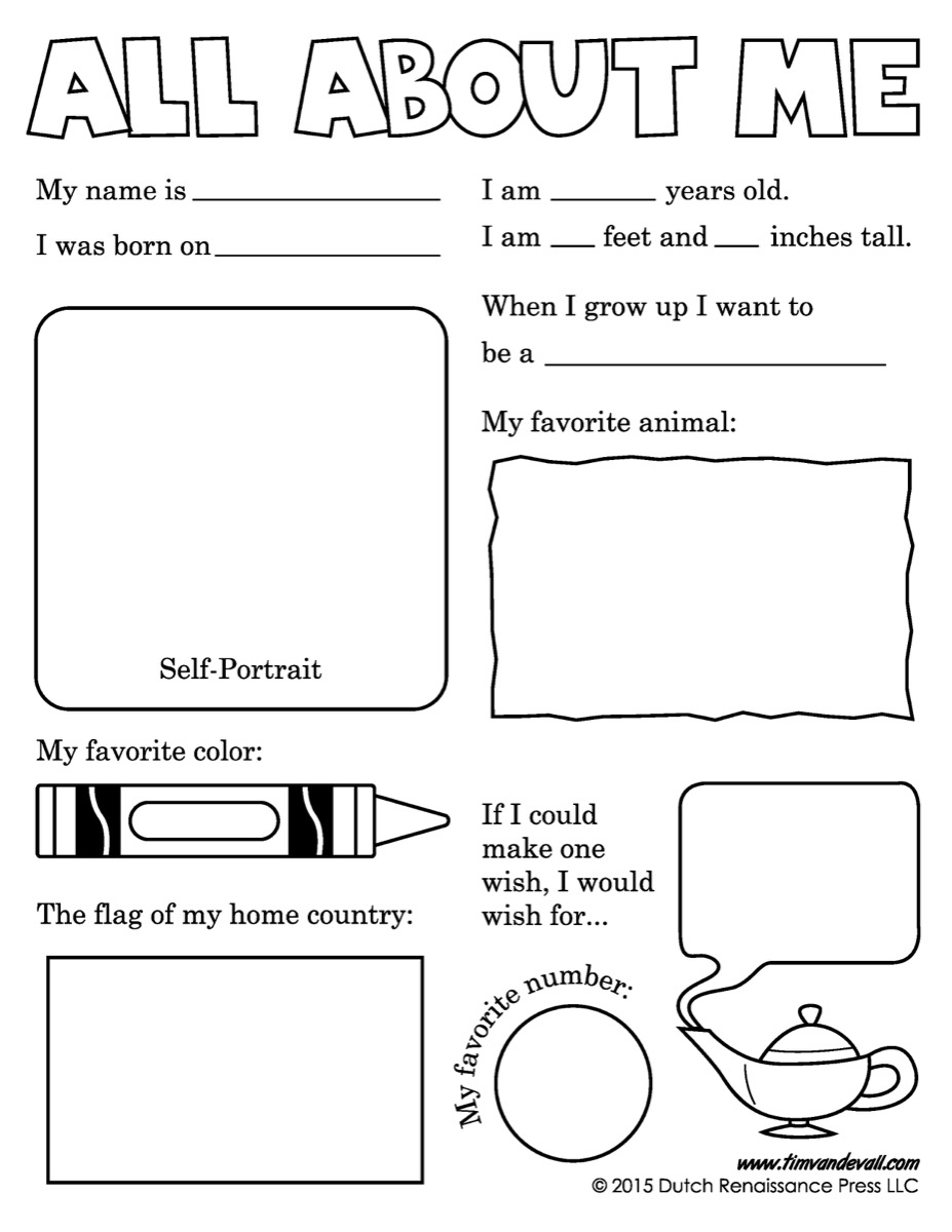 33 Pedagogic &amp;#039;all About Me&amp;#039; Worksheets | Kittybabylove | All About Me Worksheet Preschool Printable