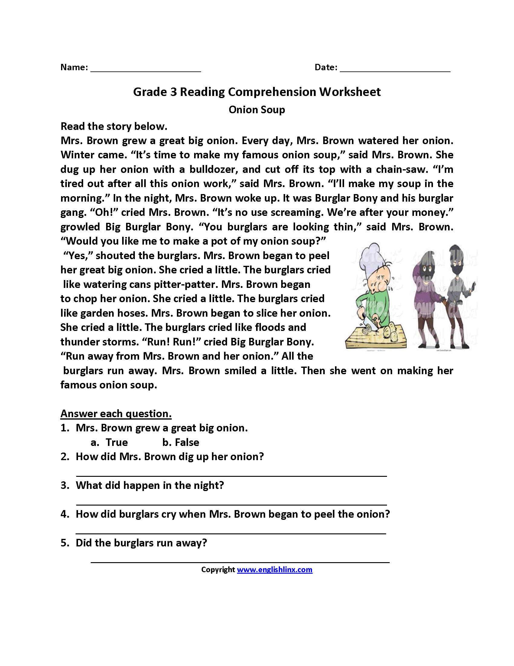 Free Printable Reading Comprehension Worksheets 3Rd Grade