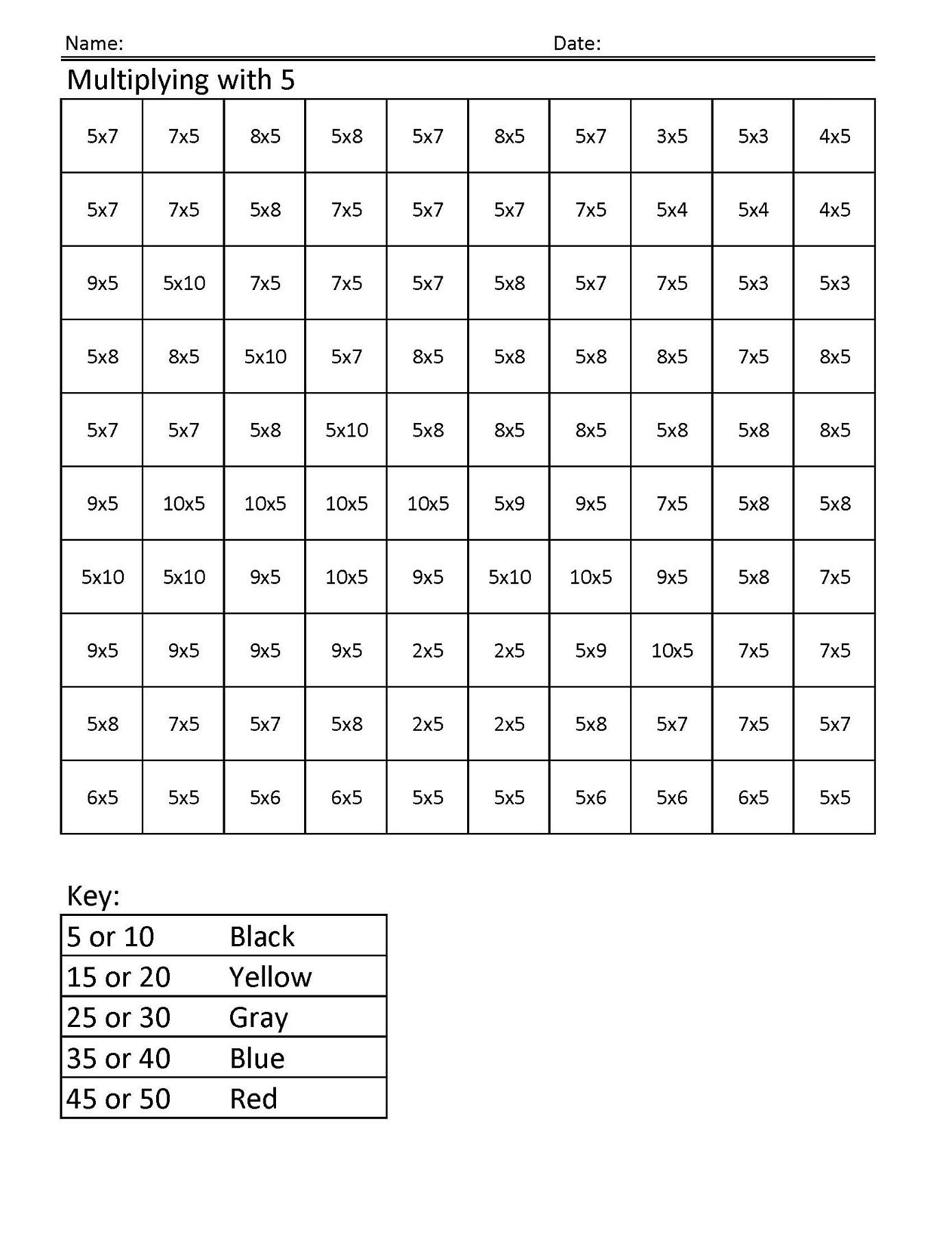 5 Times Table Worksheet Ks1 | Kiddo Shelter | Printable Educational | Free Printable Maths Worksheets Ks1