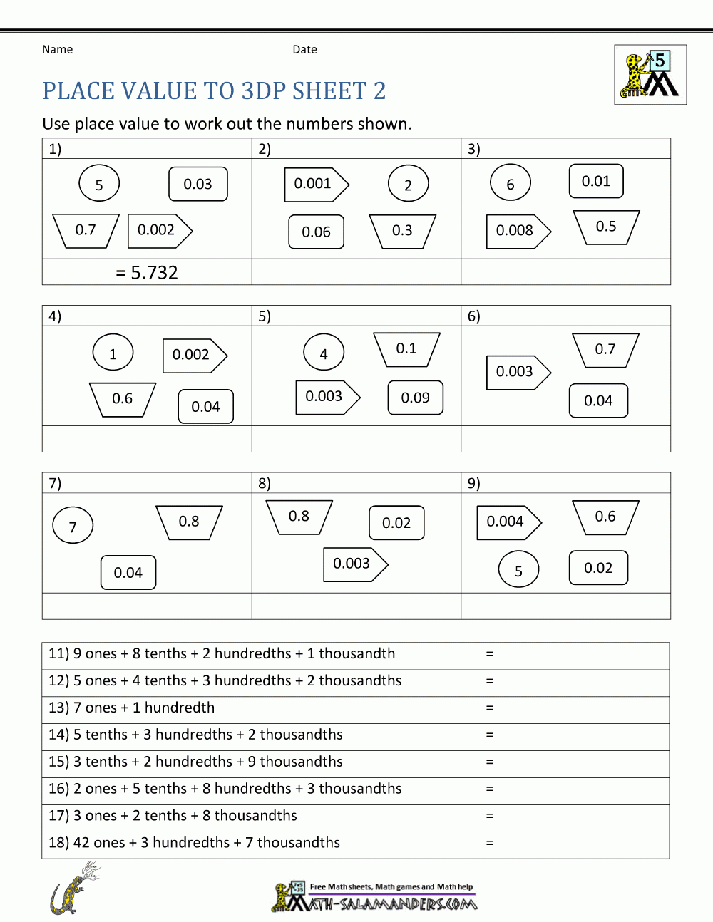 5Th Grade Place Value Worksheets | Printable Place Value Worksheets 5Th Grade