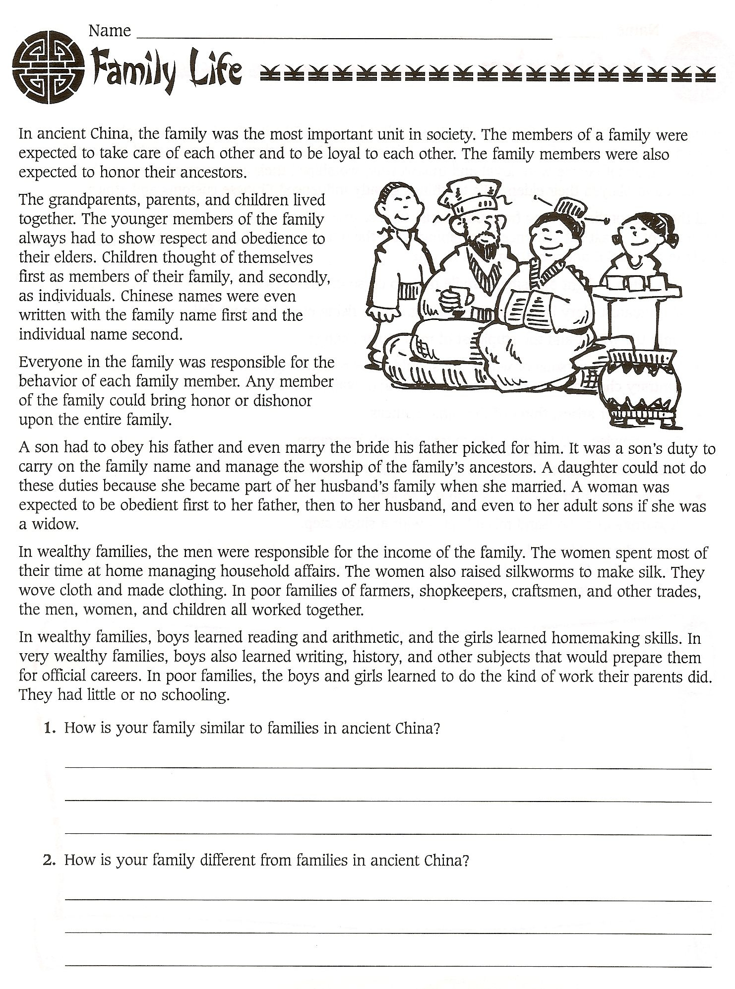 6Th Grade Social Studies Ancient China Worksheets - Free | Ancient China Printable Worksheets
