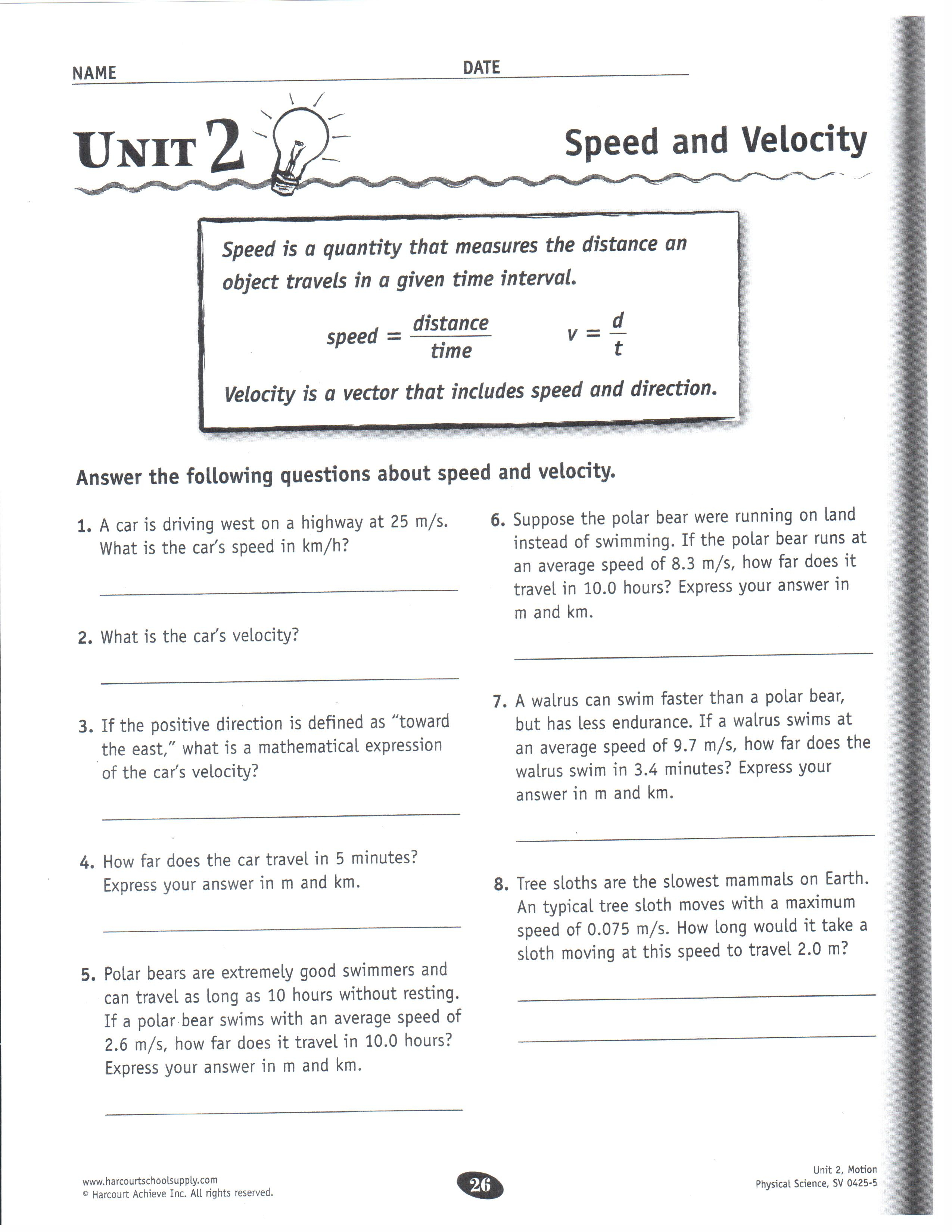 9th grade science worksheet