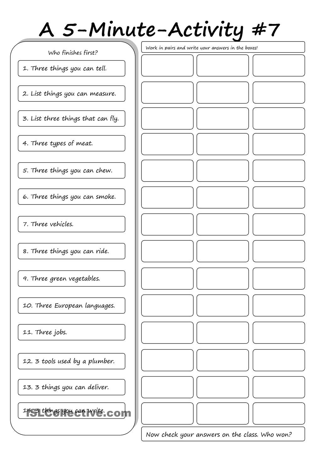 A 5-Minute Activity #7 | Early Finishers | Pinterest | Activities | Printable Aphasia Worksheets