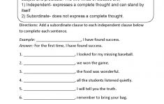 Adding Subordinate Clauses Worksheet | Englishlinx Board | Printable Grammar Worksheets For Middle School