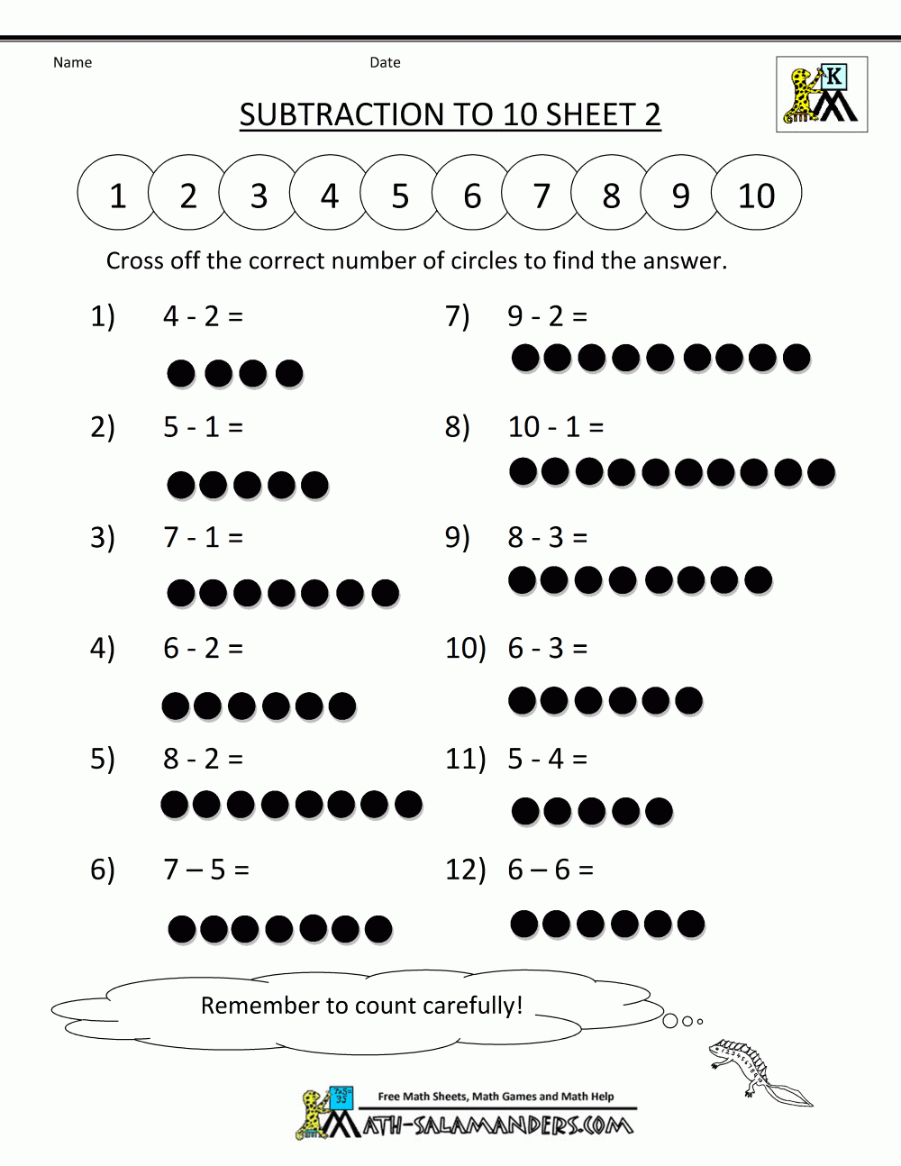 Addition And Subtraction Worksheets For Kindergarten | Free Printable Subtraction Worksheets