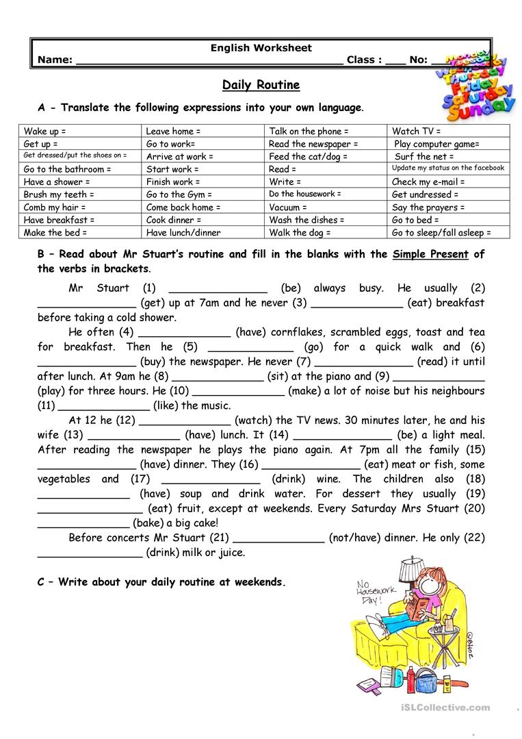 Adults&amp;#039; Daily Routine Worksheet - Free Esl Printable Worksheets Made | Printable Worksheets For Adults