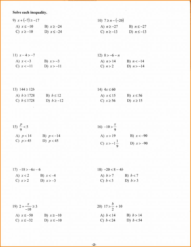 Algebra: Algebra Math Worksheets For Grade Printable Worksheet ...