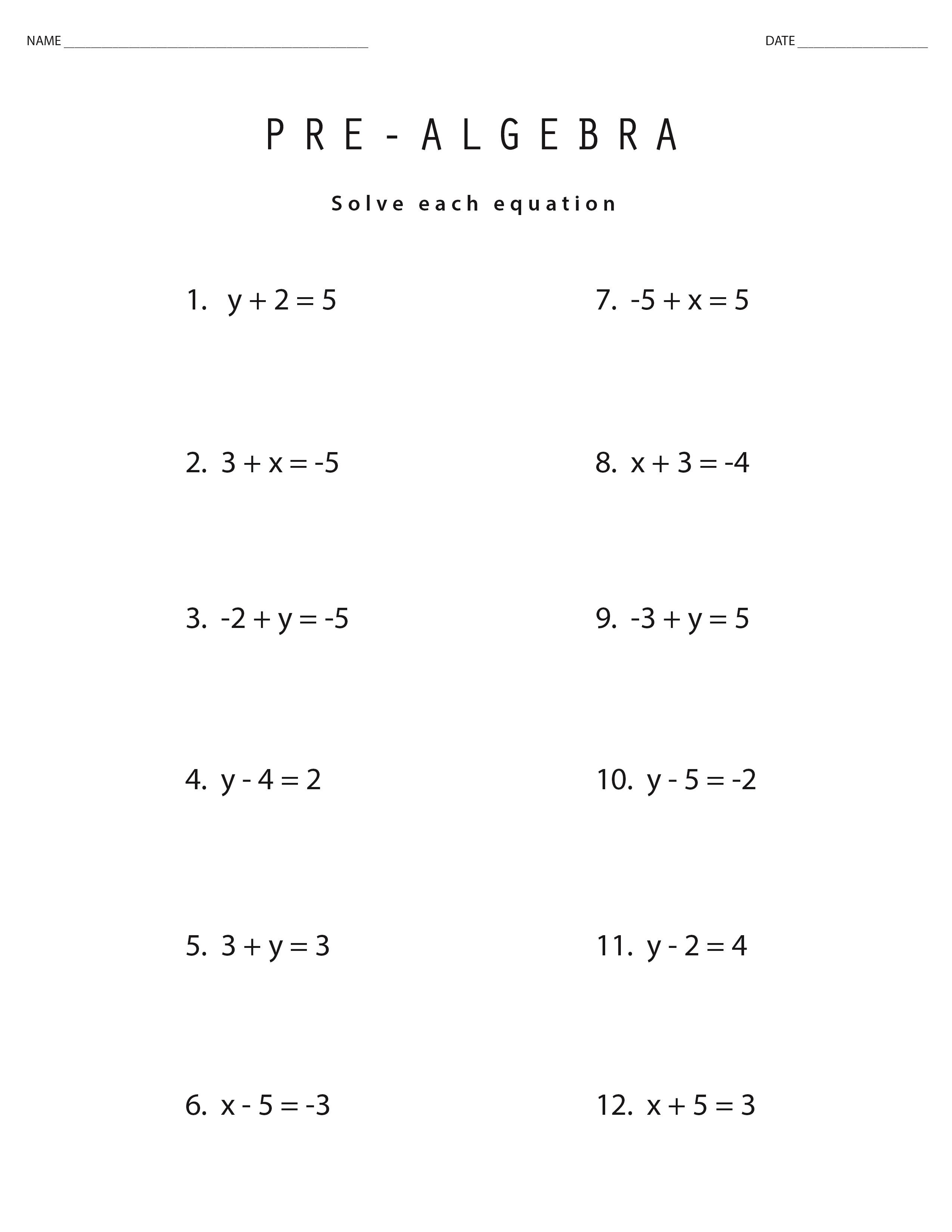 math problems with answers algebra