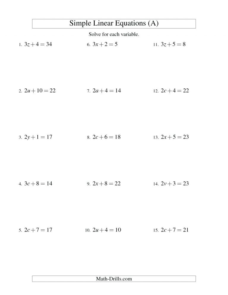 Algebra: Solving Equations Worksheet Algebra 2. Intermediate Algebra ...