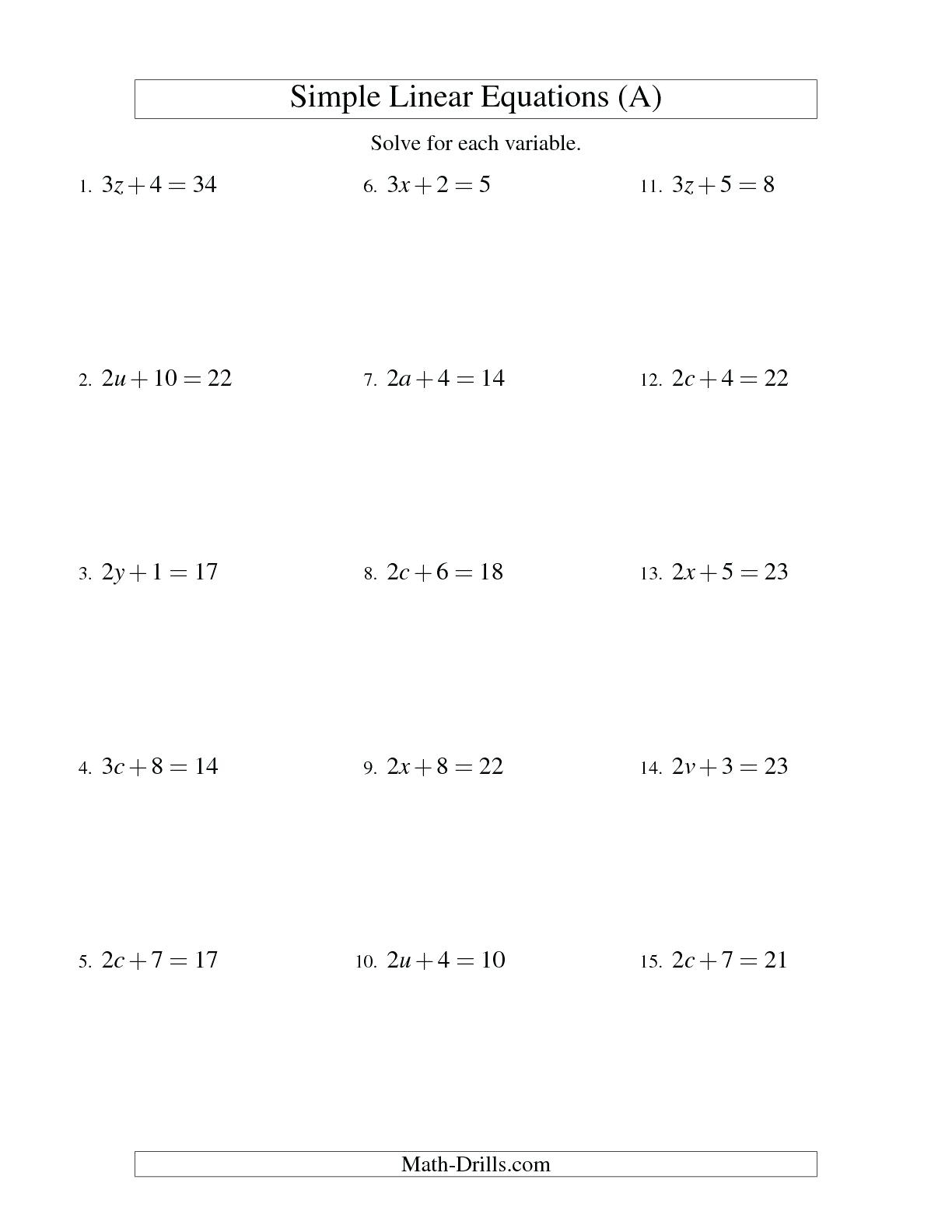 solving algebraic equations quiz