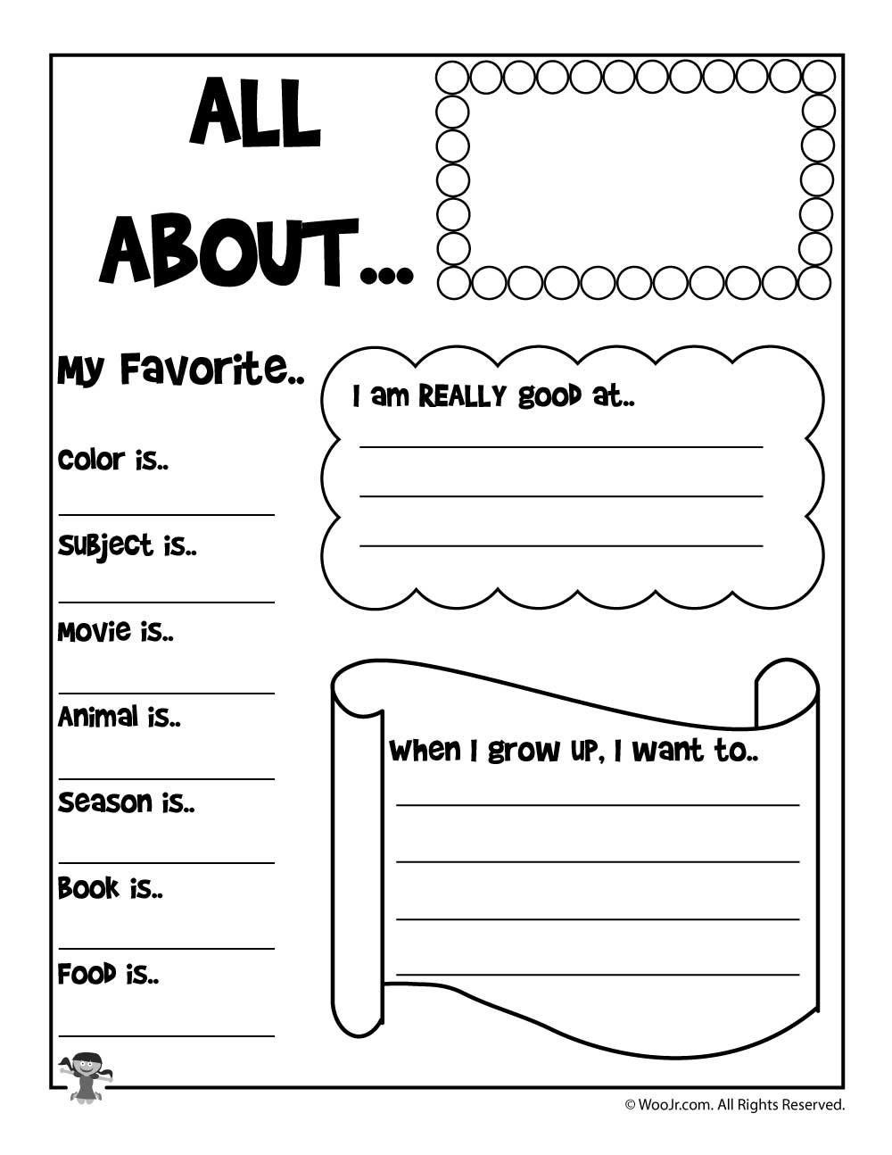 All About Me Printable Worksheet | Woo! Jr. Kids Activities | All About Me Printable Worksheets