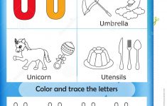 Alphabet Learning And Color Letter U Stock Illustration | Learning Colors Printable Worksheets