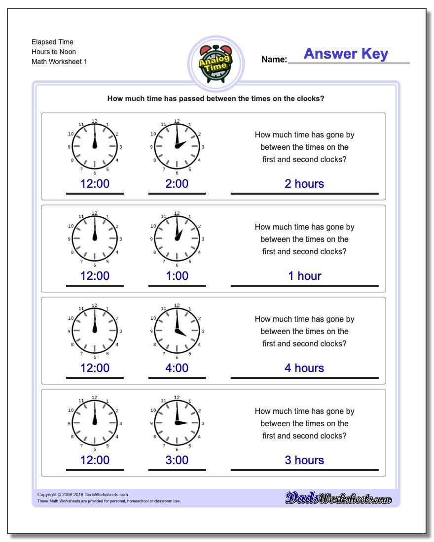 Elapsed Time Worksheet Grade 2