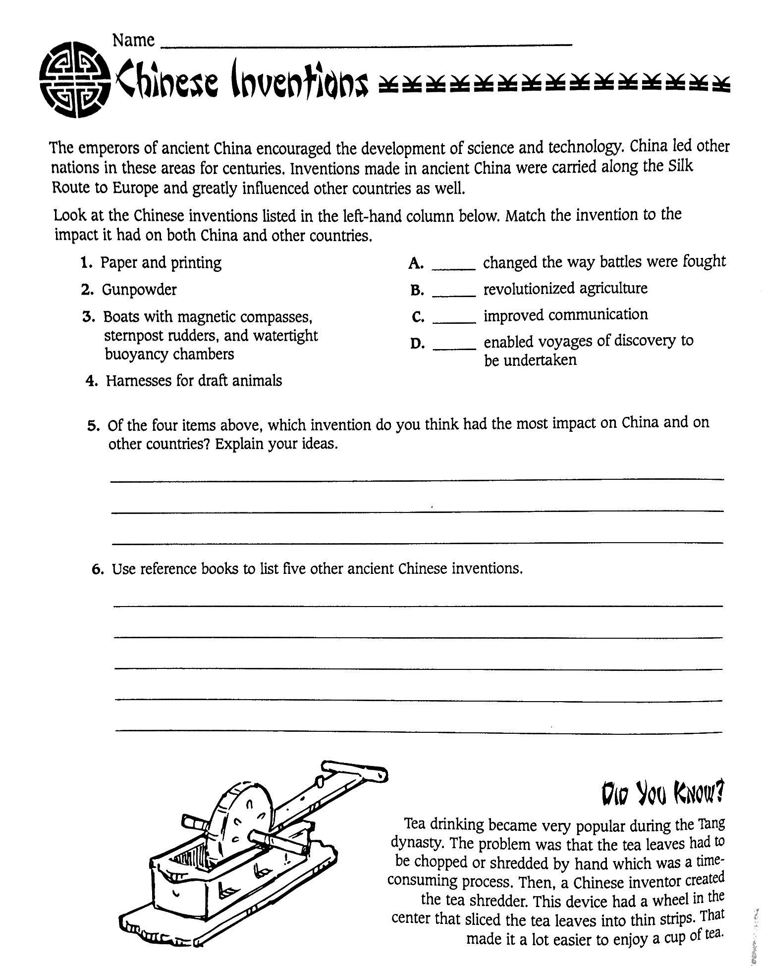 6Th Grade Social Studies Ancient China Worksheets Free Ancient 