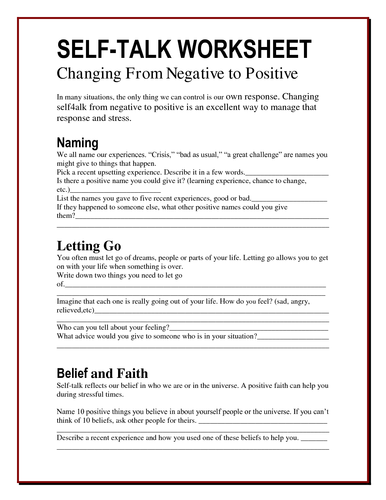 Printable Mental Health Activities