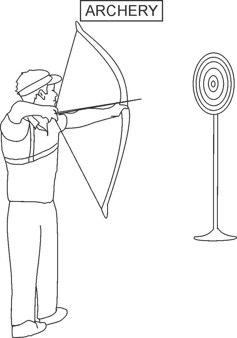 Archery Coloring Printable Page For Kids | Archery Printable Worksheets