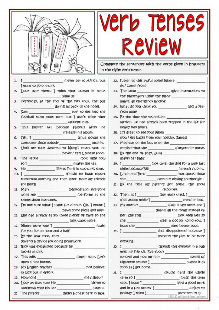 B1 Verb Tenses Review 1/2 Worksheet - Free Esl Printable Worksheets ...