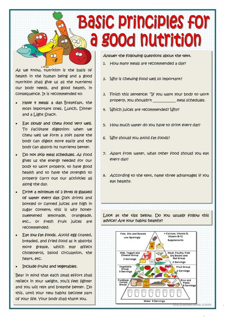 Printable Nutrition Worksheet