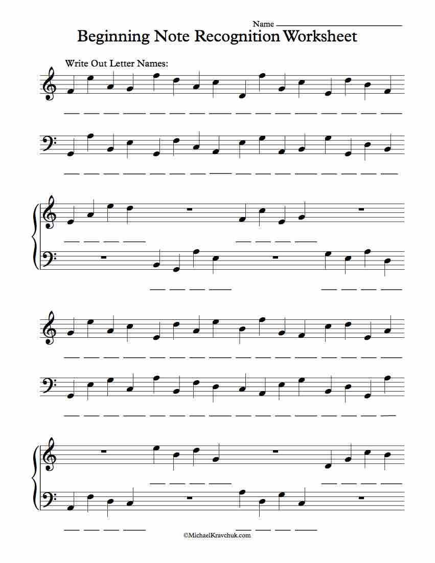 Piano Worksheets For Beginners Printable Free Printable Templates