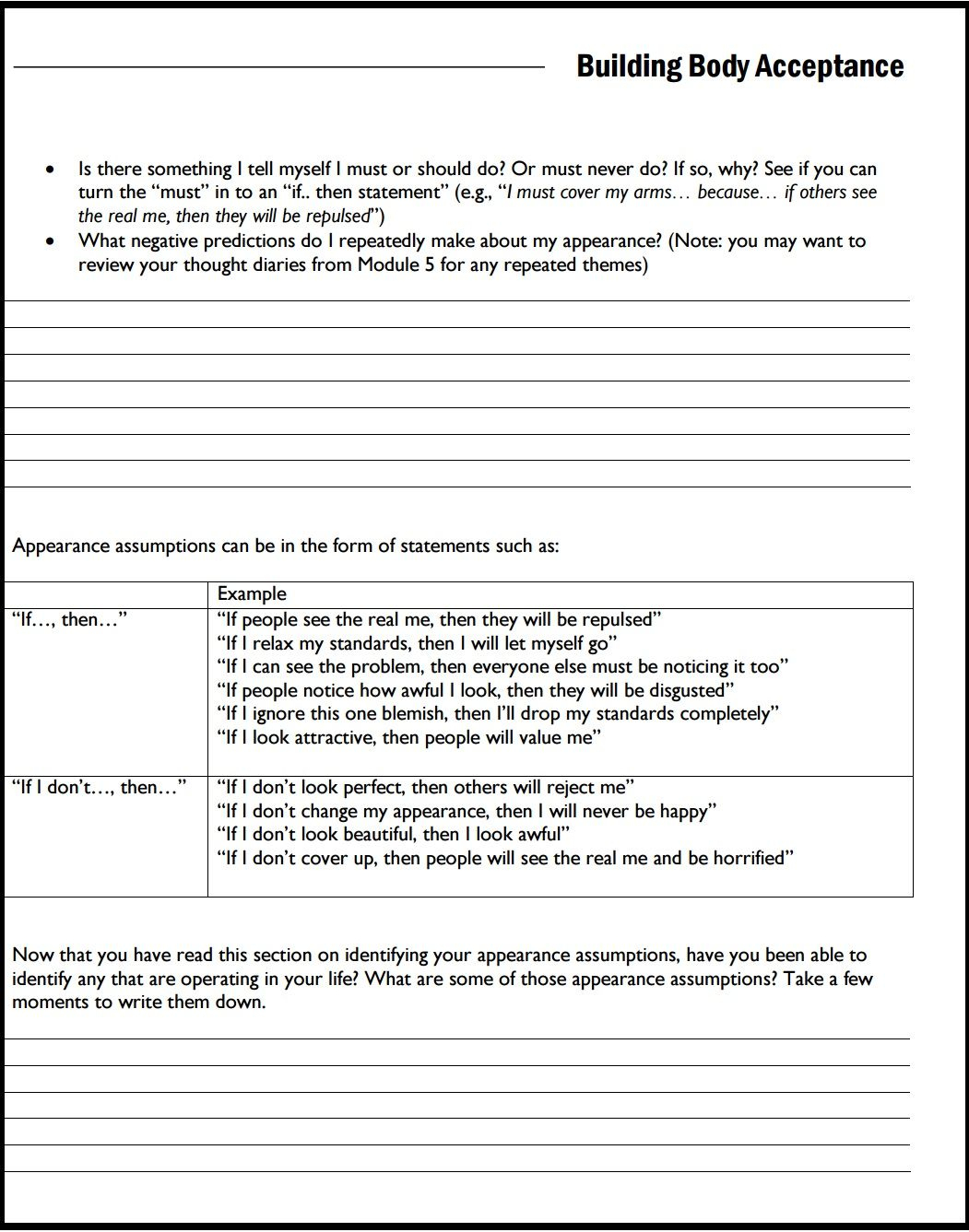 Between Sessions Mental Health Worksheets For Adults | Cognitive | Printable Worksheets For Adults