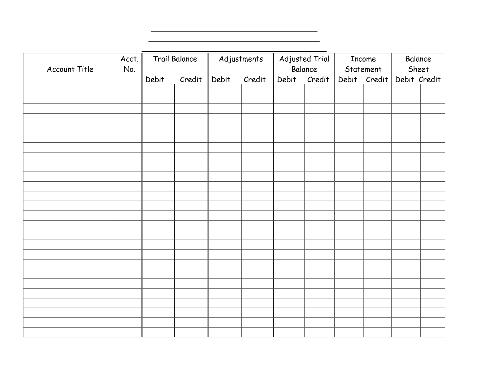 Credit Debit Sheet Printable