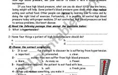 Blood Pressure - Esl Worksheetmshmsh | Blood Pressure Worksheets Printable