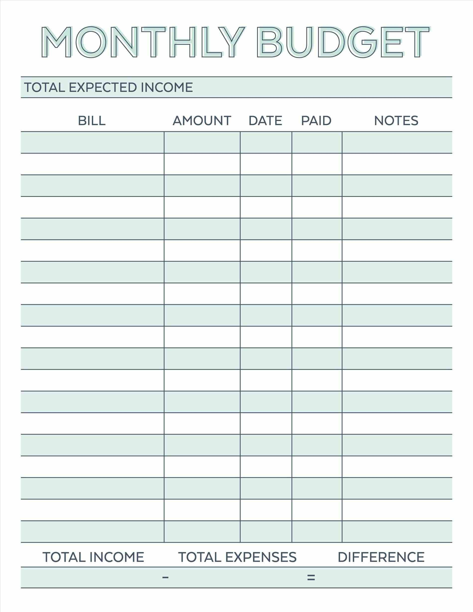 Budget Planner Planner Worksheet Monthly Bills Template Free | Budget Helper Worksheet Printable