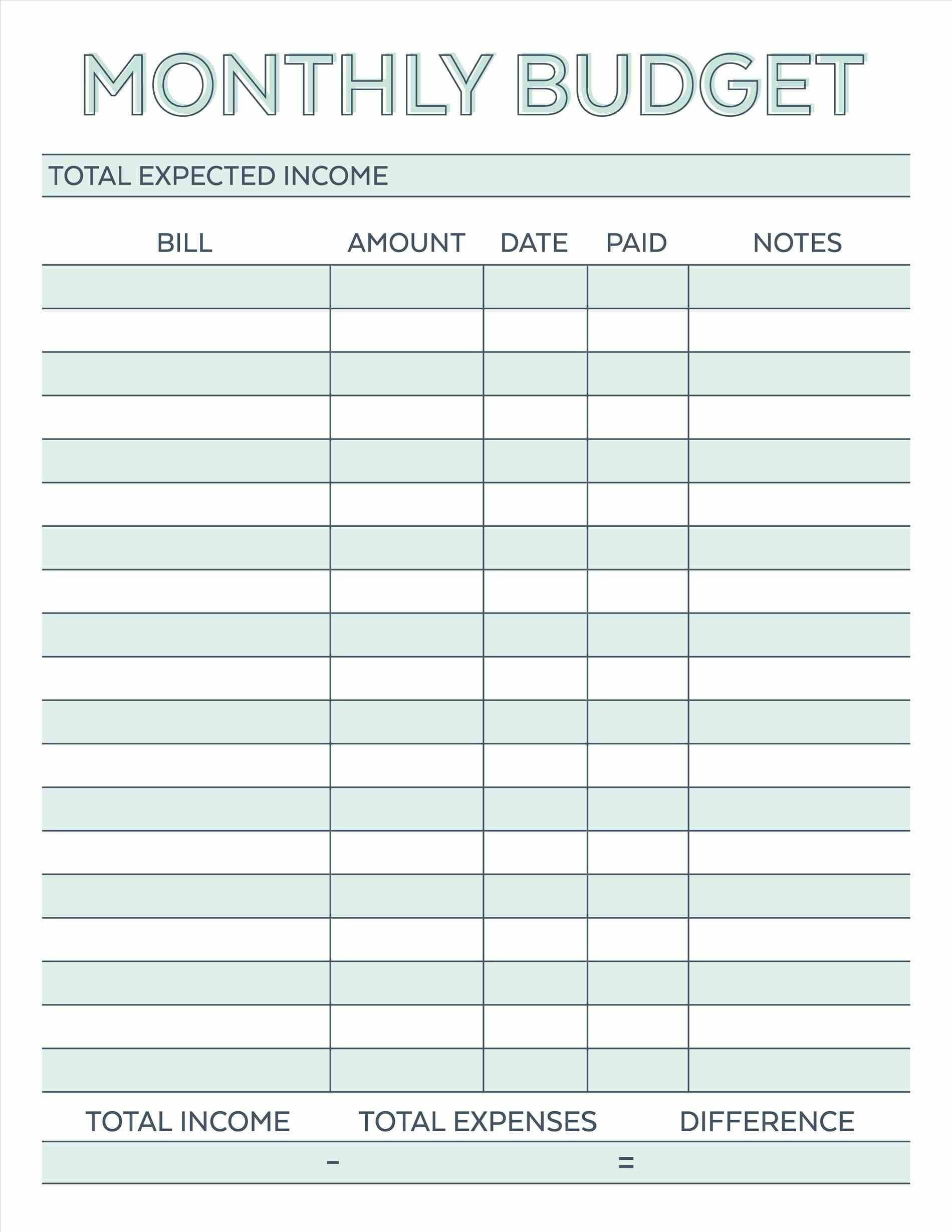 Budget Planner Planner Worksheet Monthly Bills Template Free | Free Printable Home Budget Worksheet