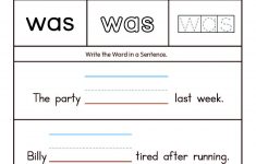 Build Sentences Using Sight Word: Was | School | Pinterest | Sight | Printable Sight Word Worksheets