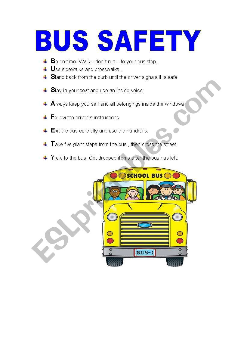 Bus Safety - Esl Worksheetisabelri | Free Printable School Bus Safety Worksheets
