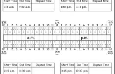 Calculate Elapsed Time – 5 Worksheets – 15, 30, 45, 60 Minutes | Elapsed Time Worksheets Free Printable