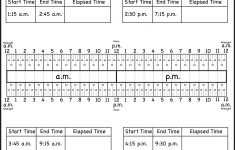 Calculate Elapsed Time – 5 Worksheets – 15, 30, 45, 60 Minutes | Free Printable Elapsed Time Worksheets For Grade 3