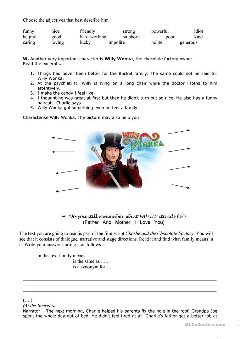 Charlie &amp;amp; The Chocolate Factory 2 Worksheet - Free Esl Printable | Charlie And The Chocolate Factory Worksheets Printable