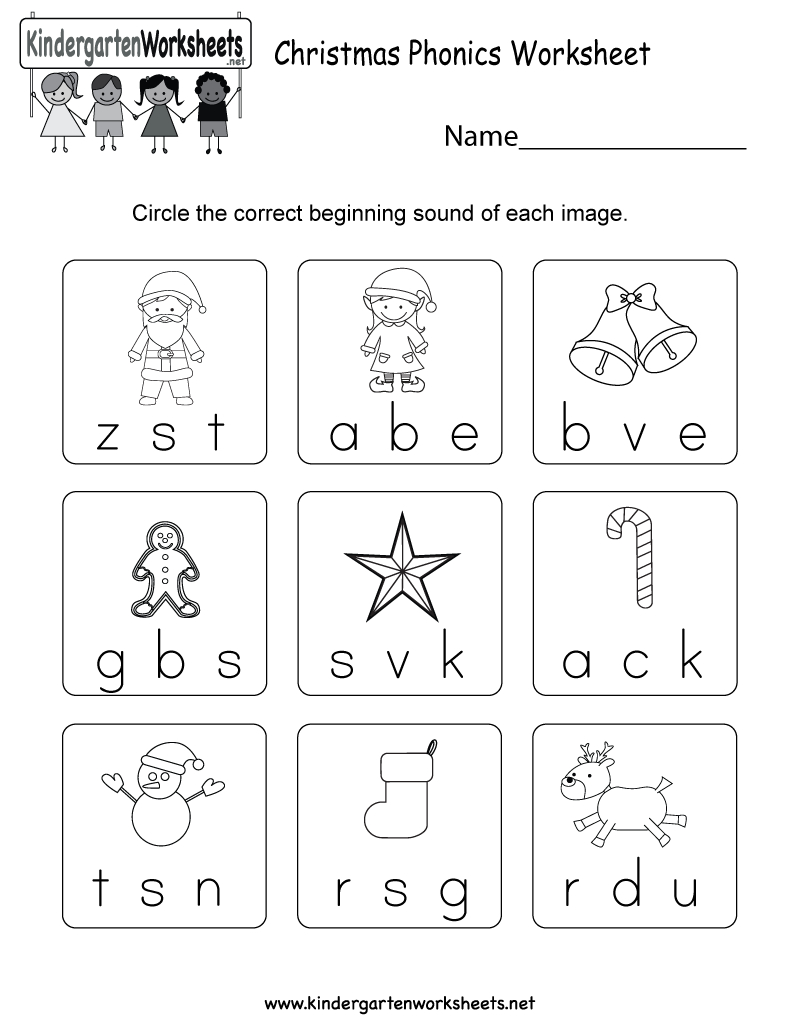 Christmas Phonics Worksheet - Free Kindergarten Holiday Worksheet | Christmas Worksheets Printables For Kindergarten
