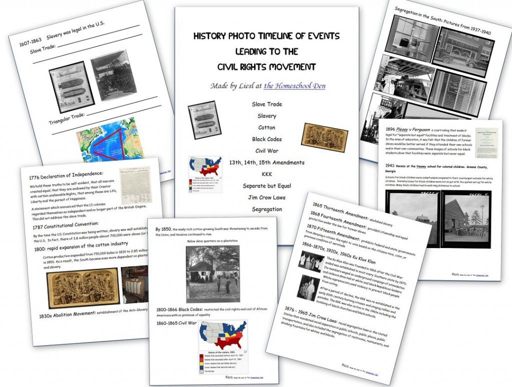 Civil Rights Movement - Homeschool Den | Civil Rights Movement Worksheets Printable