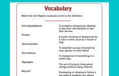 Civil Rights Vocabulary | Printables | Black History Month | Civil Rights Movement Worksheets Printable