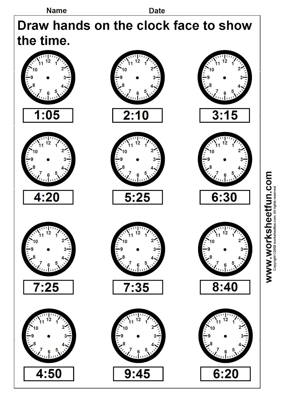 Clock Telling Time Worksheet Printable | Worksheetfun - Free | Free Printable Time Worksheets For Kindergarten