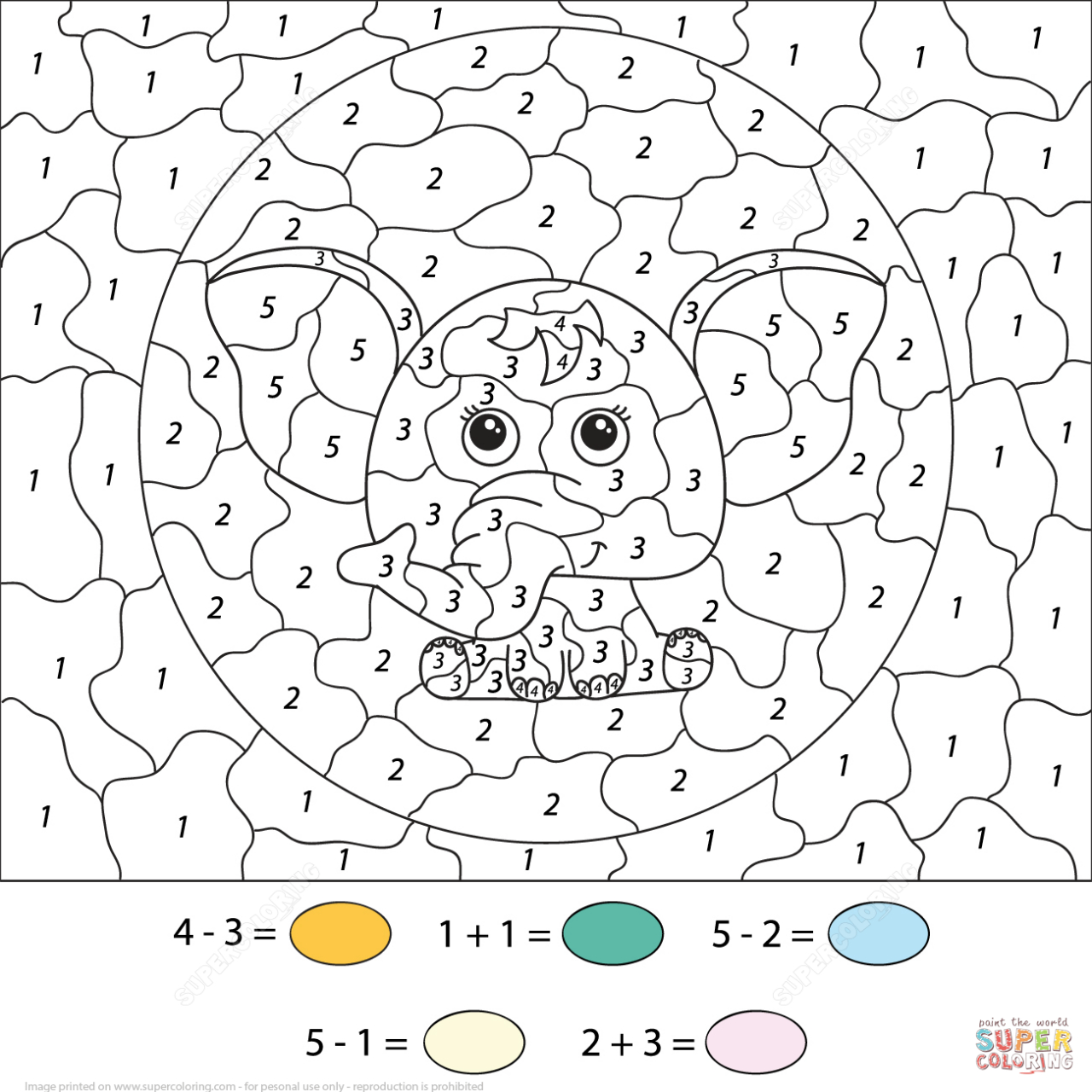 Coloring Free Math Coloring Worksheet Addition And Subtraction Printable Color By Number