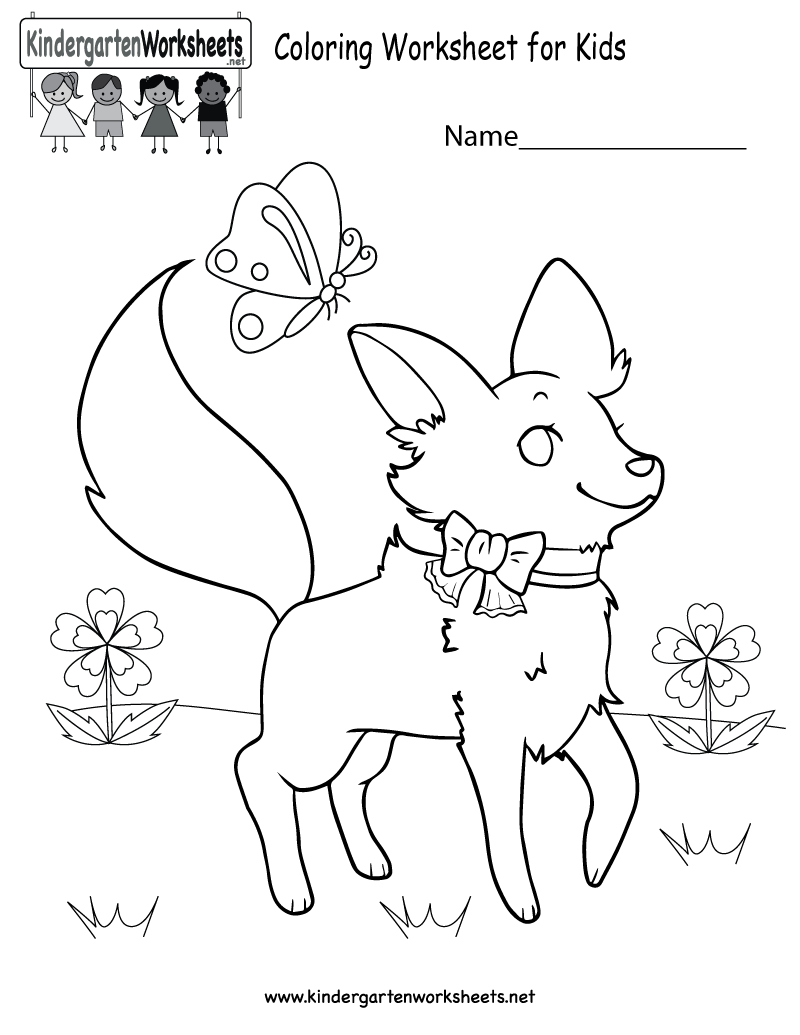Coloring Worksheet For Kids - Free Kindergarten Learning Worksheet | Free Printable Coloring Worksheets For Kindergarten