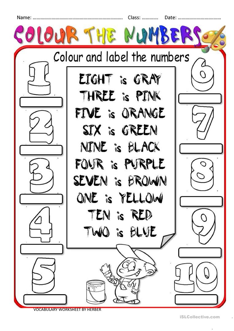 Colour The Numbers Worksheet - Free Esl Printable Worksheets Made | Numbers Printable Worksheets