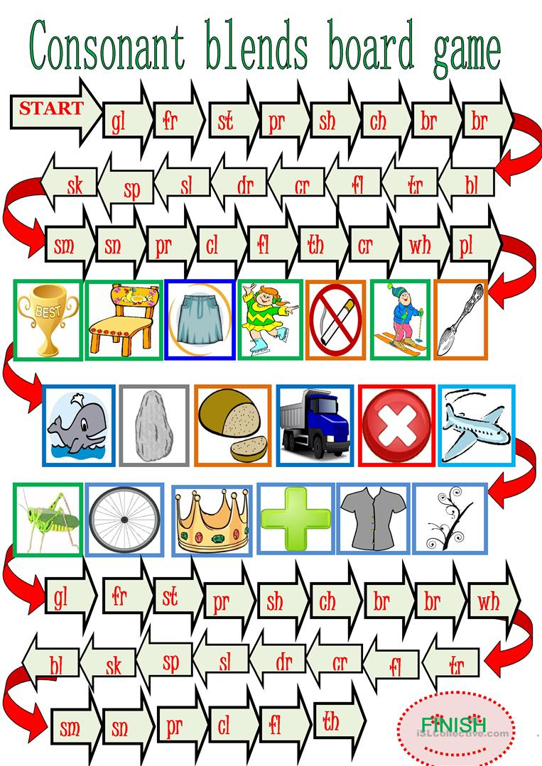 Consonant Blends Board Game. Worksheet - Free Esl Printable | Free Printable Consonant Blends Worksheets